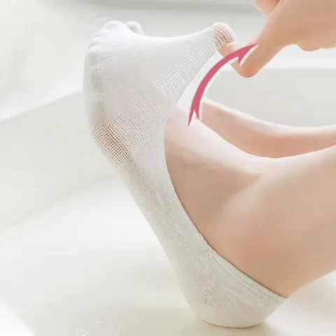 Women Cotton Invisible Boat Socks Summer Thin Breathable Anti-Slip Low Cut Short Socks Casual Plain Daily Footwear