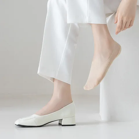 Women's Cotton Blend Invisible Socks Shallow Mouth Non-Slip Breathable Solid Color Casual Boat Socks Daily Footwear