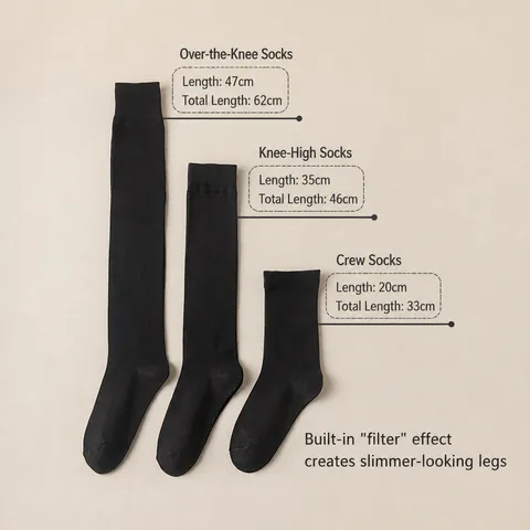 Women's Japanese JK Over The Knee Calf Socks Solid Color Cotton Micro-Pressure Slimming Long Socks Fashion Hosiery