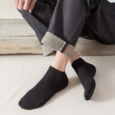 Calcetines de Corte Bajo de Algodón de Color Sólido Transpirables de Verano para Hombre Calcetines Cortos Casuales Absorbentes