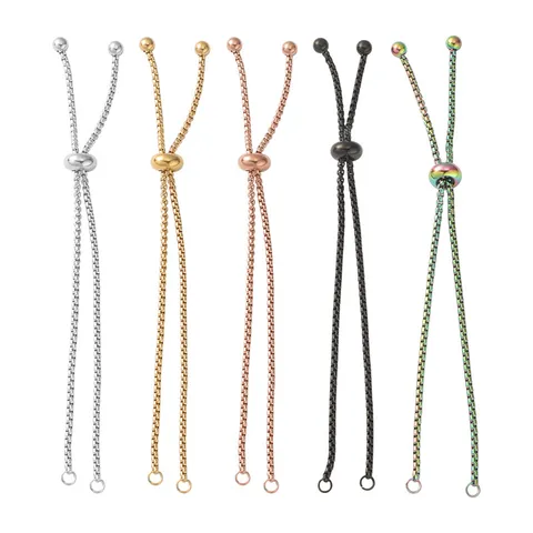 Adjustable Stainless Steel Bolo Bracelet Base For DIY Jewelry Making Slider Bead Box Chain Link Unisex Personalized Hand Jewelry Component