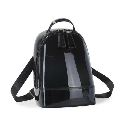 Women's Trendy PVC Mini Glossy Shell Backpack Chic Fashion Solid Color Small Shoulder Crossbody Coin Purse Handheld Bag