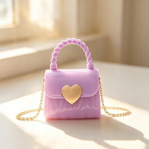 Sweet Fresh Heart Lock Mini PVC Jelly Crossbody Bag For Women Fashion Gold Chain Shoulder Bag Lipstick Handbag Gift