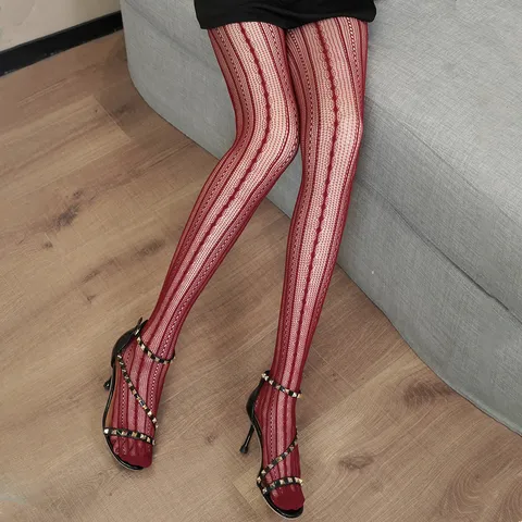 Damen Vintage Gestreifte Strumpfhose Dünn Atmungsaktiv Jacquard Strumpfhose Y2K Sexy Mädchen Retro Schmale Passform Mode Leggings