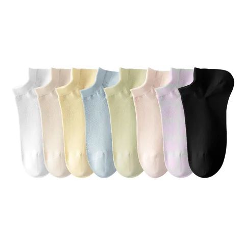 Women's Pure Cotton No Show Socks Summer Thin Breathable Solid Color Casual Short Socks
