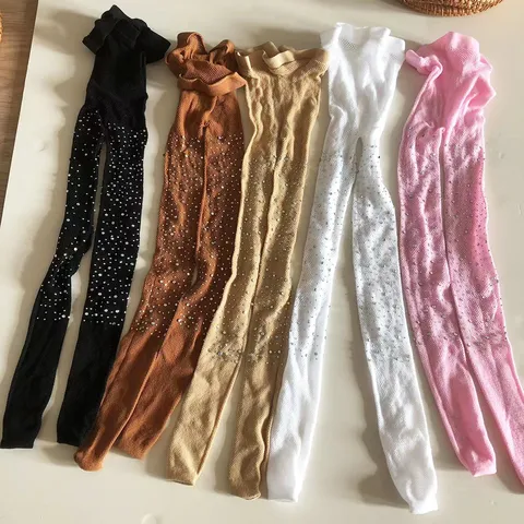 Kids Girls Mesh Rhinestone Tights Sparkly Sheer Pantyhose Solid Color Spring Autumn Leggings Children Clothing