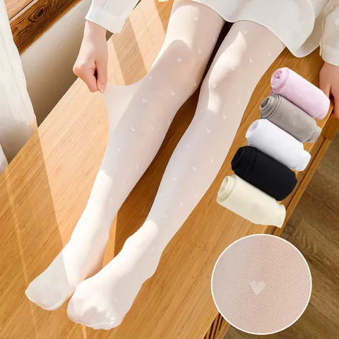 Girls Heart Mesh Pantyhose Thin Nylon Breathable Tights Cute Spring Summer Children Leggings Socks Kids Clothing