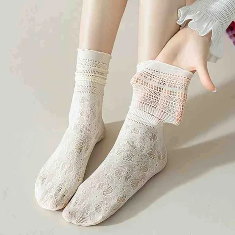 Chaussettes Mi-Mollet Lolita en Dentelle à Volants pour Femmes