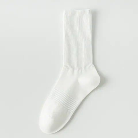 Chaussettes Mi-Mollet pour Femmes Printemps Été Décontracté Couleur Unie Coton Respirant Antidérapant Côtelé Quotidien