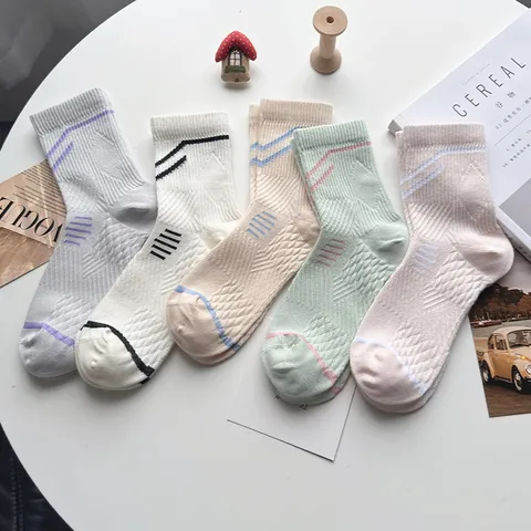 Dames Kniekousen Katoenmix Antibacterieel Deodorant Ademend Sport Casual Athletische Socken Meerkleurig