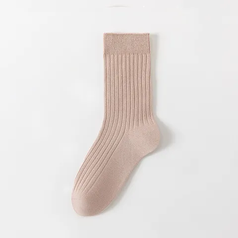 Women Solid Color Combed Cotton Slouch Socks Casual Breathable Mid Tube Socks Daily Wear Fashion Hosiery