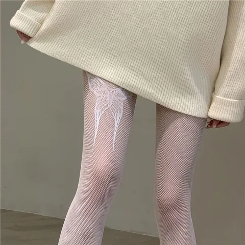 Damen Mode Fischnetz Strumpfhose Sexy Schmetterling Rose Muster Ajouré Strumpfhose Sommer Hohe Elastizität Nylon Strümpfe