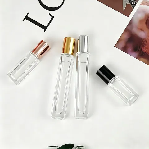 Portable Empty Glass Roll On Bottle Essential Oil Perfume Sub Bottling Container With Metal Cap Travel Size