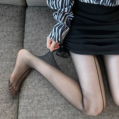 Women Sexy Sheer Pantyhose Back Seam Tights Spring Summer Thin Translucent Stockings Slimming Legwear