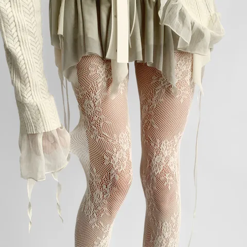 Damen Sexy Französische Spitze Jacquard Netzstrumpfhose Durchbrochene Blumenmuster Transparente Strümpfe Sommer Strumpfhose
