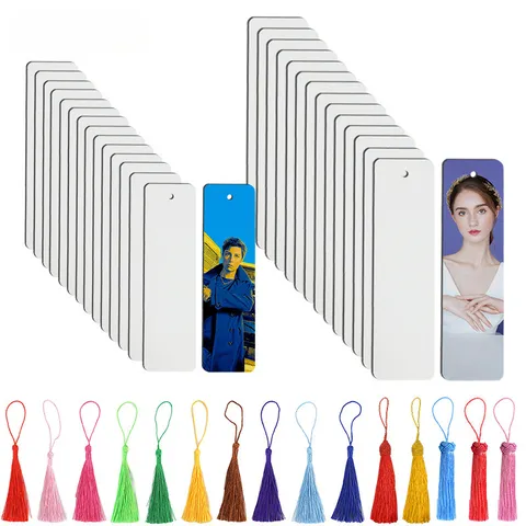 DIY Blank Aluminum Metal Bookmark With Colorful Tassel Student Reading Page Marker Craft Supply