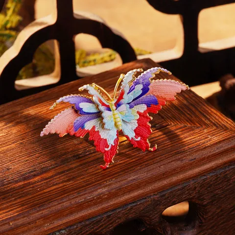 Boucles d'Oreilles Pendantes Vintage Émail Fleur Papillon Tige Argent 925 Bijoux Orientaux Strass