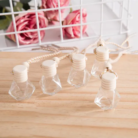 Auto Parfüm Flasche Anhänger Leeres Glas Aromatherapie Ätherisches Öl Diffusor Hängende Ornament Diamant Schliff Design
