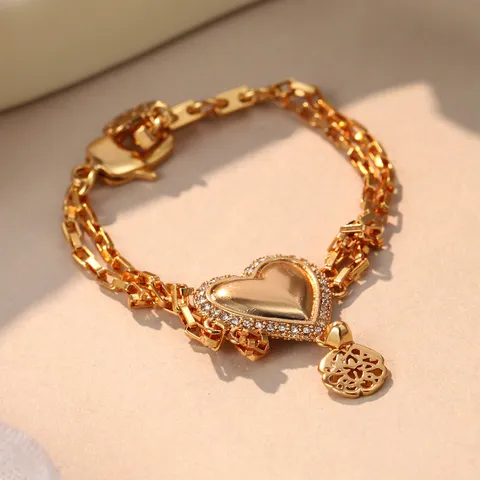 European American Fashion Heart Angel Robot Pendant Necklace Bracelet Collection Gold Silver Alloy Rhinestone Jewelry For Women