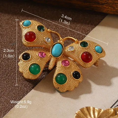 Broche Vintage en Alliage de Strass Fleur Papillon Animal pour Femmes Élégant Retro Bijoux Géométriques Accessoires de Vêtements Cadeau