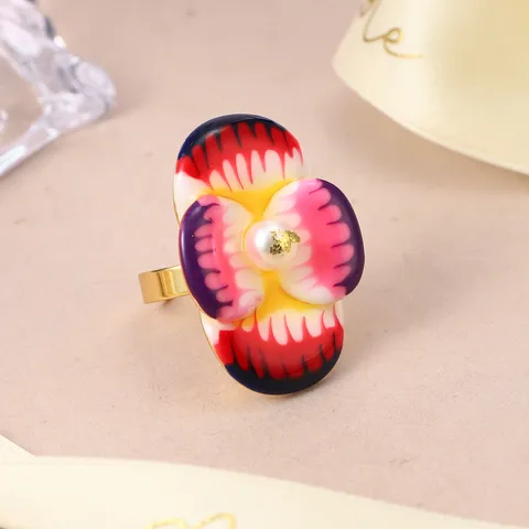 Vintage Luxurious Alloy Artificial Pearl Enamel Floral Bird Butterfly Adjustable Open Ring Brooch Fashion Jewelry For Women