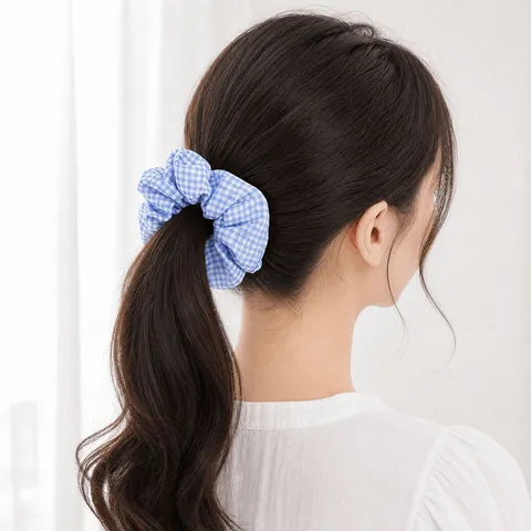 Coleteros de Algodón Gingham Lazos para el Cabello a Cuadros para Mujeres Niñas Estilo Preppy Dulce Diademas Elásticas Accesorios Diarios para Coleta
