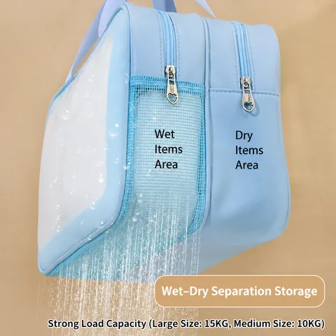Large Capacity Waterproof Travel Cosmetic Bag Double Layer Clear PVC Toiletry Pouch Portable Makeup Organizer For Women