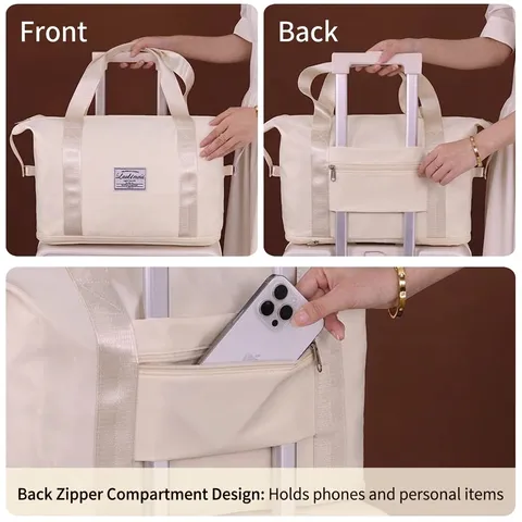Große Kapazität Erweiterbare Reisetasche Wasserdicht Oxford Duffle Bag Mit Trocken-Nass-Trennung Trolley-Hülle Für Damen Herren Sporttasche