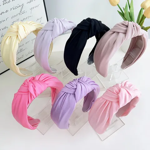 Koreanischer Stil Vintage Cremefarbe Knoten Stirnband Für Damen Hoher Oberkopf Stirnband Zum Gesichtswaschen Einfarbig Stoff Haarband