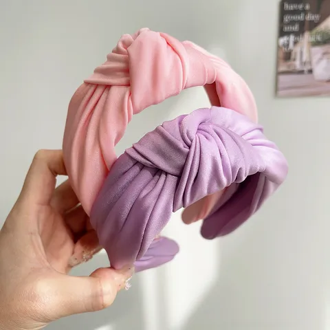 Koreanischer Stil Vintage Cremefarbe Knoten Stirnband Für Damen Hoher Oberkopf Stirnband Zum Gesichtswaschen Einfarbig Stoff Haarband