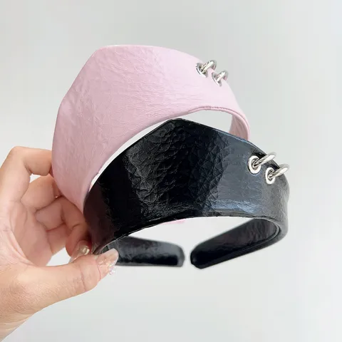 Women European Vintage Polyester Peaked Headband With Silver Metal Rings Wide Brim Retro Hair Hoop Fashion Accessory