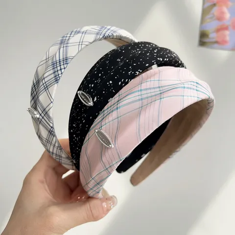 Γυναικεία Στέκα Gingham Φαρδιά Κολεγιακό Στυλ Καρό Κορδέλα Μαλλιών Ύφασμα με Μεταλλική Διακόσμηση Κορεάτικο Αξεσουάρ