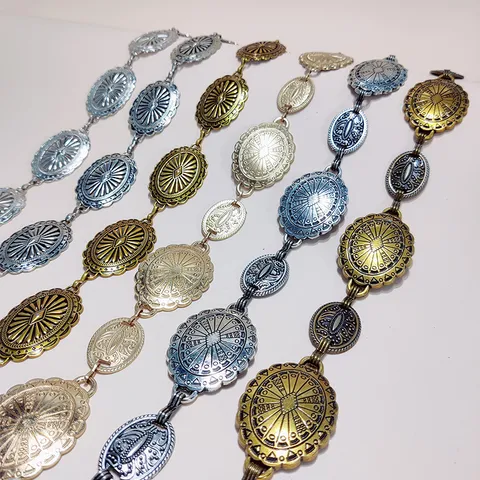 Women Vintage Waist Chain Metal Concho Belt Boho Desert Belly Dance Body Chain Adjustable Dress Jeans Jewelry