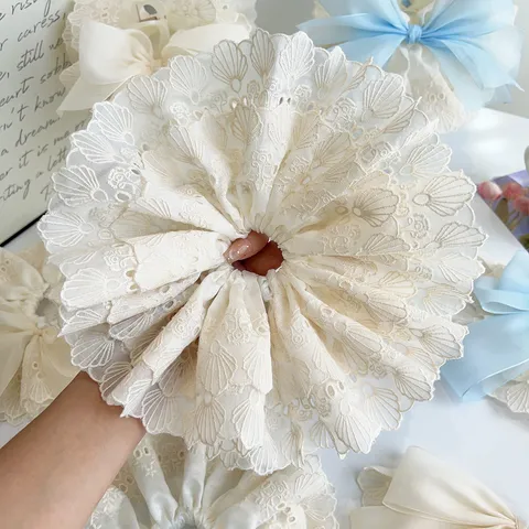 Elegant Double Layer Lace Bow Hair Accessories For Women Sweet Soft Mesh Pleated Scrunchie Claw Clip Spring Pin Hair Decoration