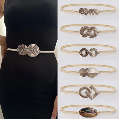 Women Elastic Metal Waist Chain Vintage Gold Silver Waist Belt Dress Sweater Decorative Corset Belt Fashion Accessories