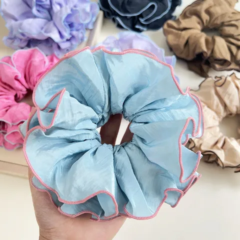 Coletero Grande de Estilo Coreano Goma para el Pelo Plisada de Varias Capas Diadema de Tela de Moda para Mujer Accesorios Elegantes