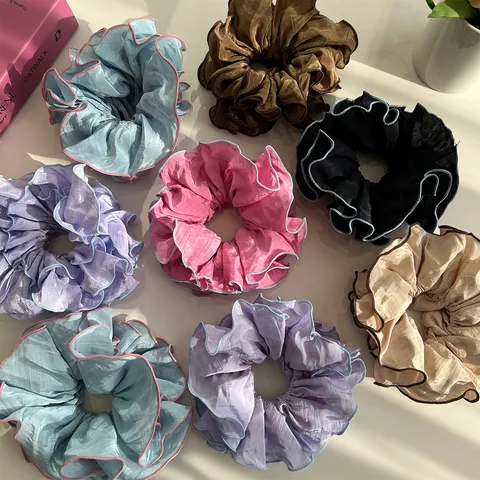 Coletero Grande de Estilo Coreano Goma para el Pelo Plisada de Varias Capas Diadema de Tela de Moda para Mujer Accesorios Elegantes