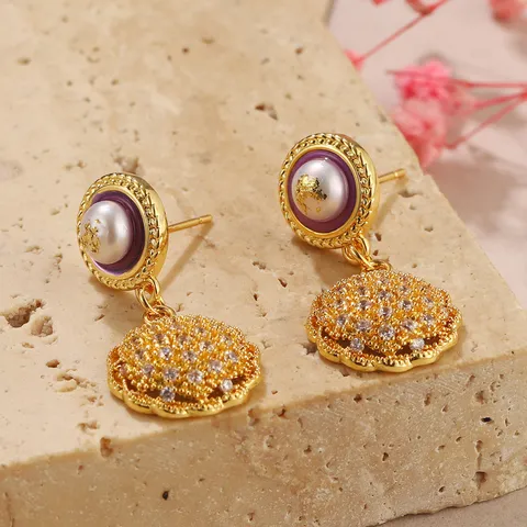 Boucles d'Oreilles Pendantes Vintage en Alliage avec Perle Artificielle et Gland Avec Tige en Argent Sterling 925 Bijoux Géométriques en Strass pour Femme