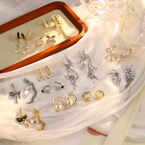 Schleife Strass Ohrhänger Künstliche Perle Lange Quaste Ohrringe Schmuck Mit 925 Sterlingsilber Ohrstecker-Stift Für Damen