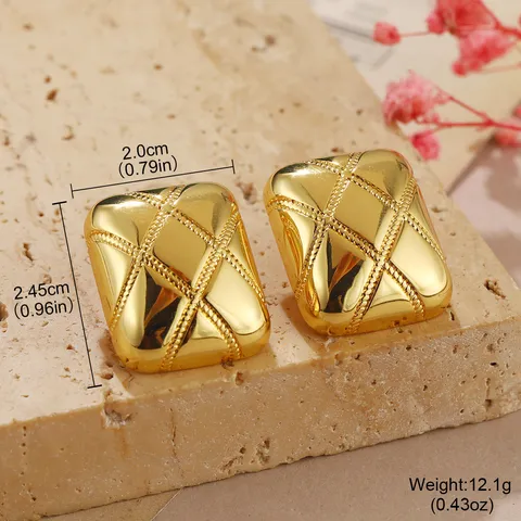 Boucles d'Oreilles Géométriques Vintage en Cuivre pour Femmes Avec Tige en Argent Sterling 925 Strass Perle Artificielle Or Argent Bijoux de Haute Qualité