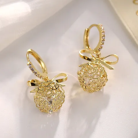 Legierung Künstliche Perle Schleife Quaste Ohrringe Mit 925 Sterling Silber Ohrstecker-Stift Strass Hängeohrringe Für Damen
