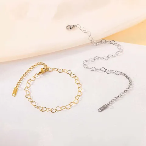 Modernes Minimalistisches Edelstahl Herz Gliederkette Armband Für Damen Verstellbares Hohlherz Kette 18K Vergoldeter Schmuck