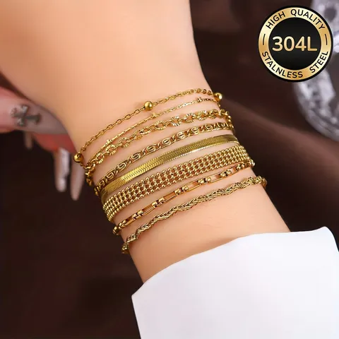 Modern Minimalistisch Edelstahl Armband Für Damen Herren 18K Gold Vakuumgalvanisiert Einfache Gliederkette Verstellbar Handschmuck Mode Pendeln Geschenk