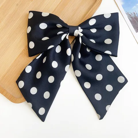 Elegante Pinza para el Cabello con Lazo Grande Lunares Estampado de Leopardo Clip de Resorte de Tela para Mujer