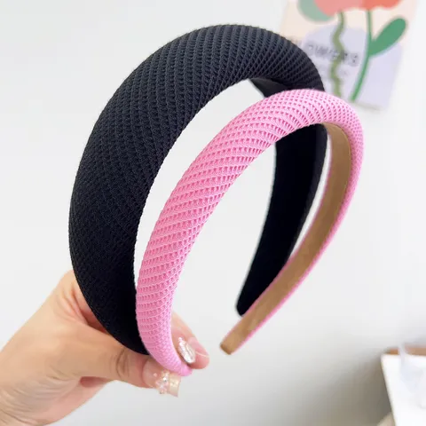 Serre-tête Large en Éponge Élégant et Minimaliste pour Femme Texture Nid d'Ape Sommet Crânien Élevé Accessoire de Mode