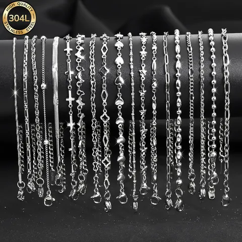 Minimalistisches 304L Edelstahl Armband Für Damen Herren Gold Silber Plattiert Herz Stern Kreuz Schlangenkette Schmuck