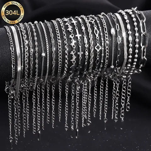 304L Edelstahl Gliederkette Armband Unisex Gold Silber Minimalistisch Verstellbares Armband Geometrische Mode Schmuck Accessoire