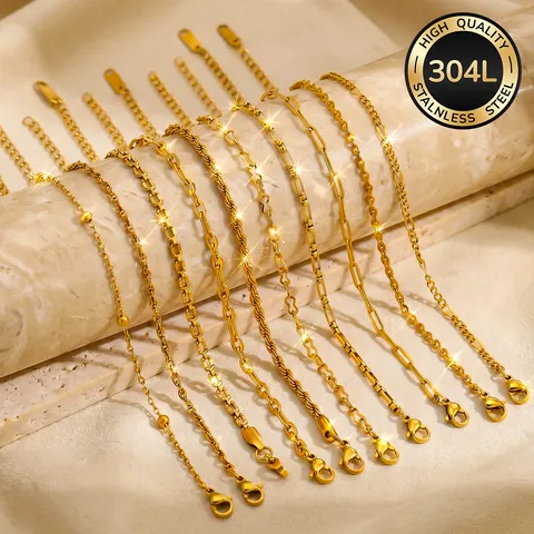 Bracciale da Donna in Acciaio Inossidabile 304L Placcato Oro 18K Impermeabile Antioscuramento Gioielli alla Moda