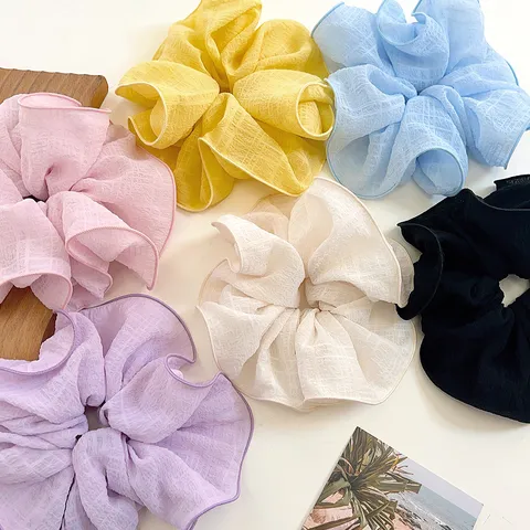 Coletero de Tela Plisada de Varias Capas Estilo Coreano Goma de Pelo con Textura a Cuadros Elegante Cuerda de Pelo para Mujer Accesorio Diario