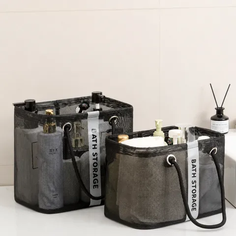 Borsa da Toeletta in Maglia da Uomo Impermeabile Portatile Viaggio Borsa di Lavaggio Grande Capacità Cestino Doccia